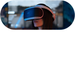 Student wearing a VR headset in the classroom